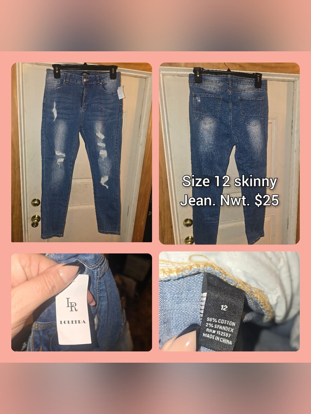 Women’s Size 12 Skinny Distressed Jeans in Medium Blue